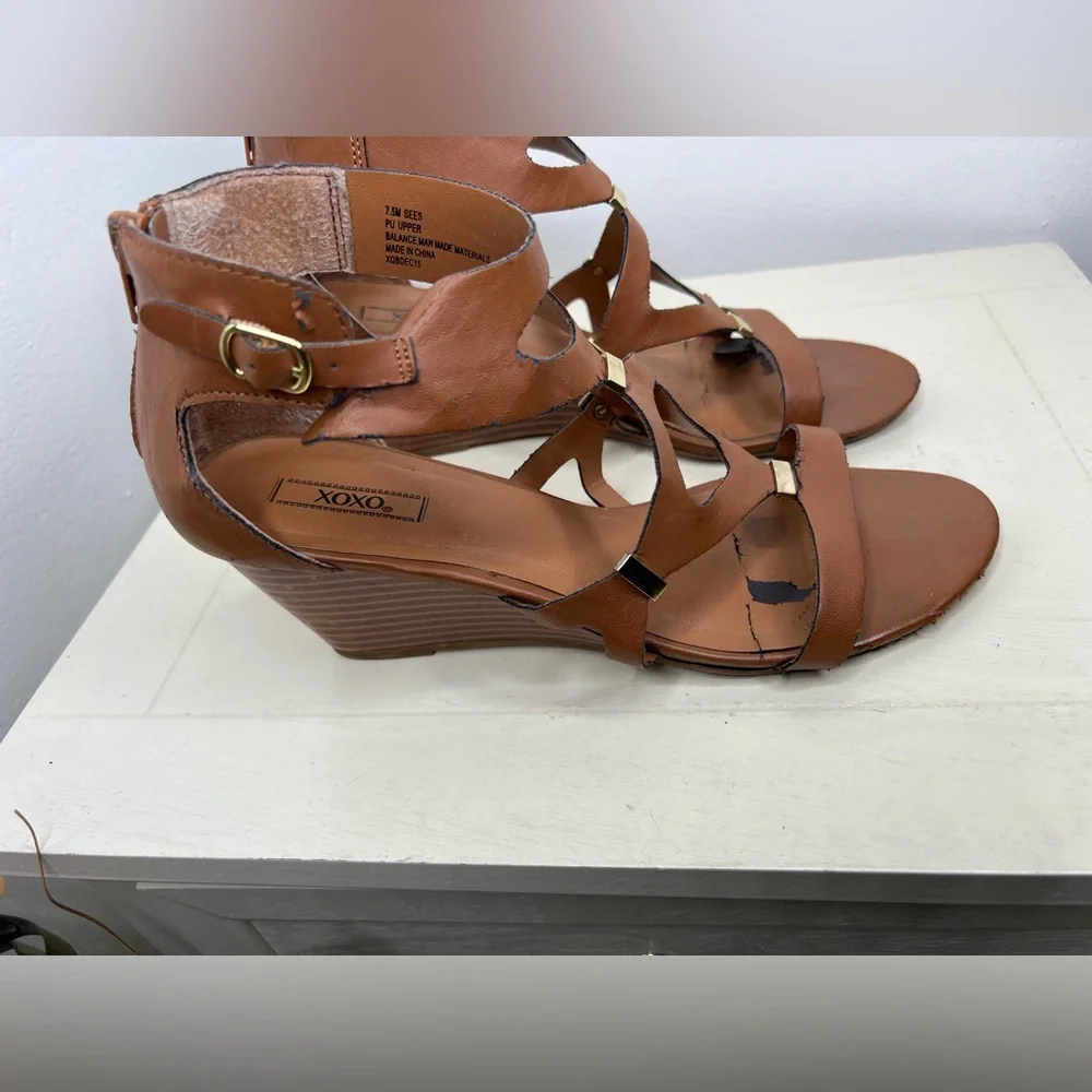 XOXO Zip Back Wedge Sandals